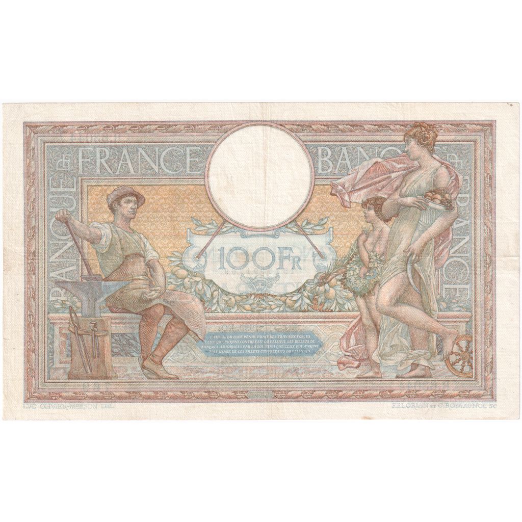 France, 100 Francs, Luc Olivier Merson, 1939, R.63044, AU(50-53), Fayette:25.38