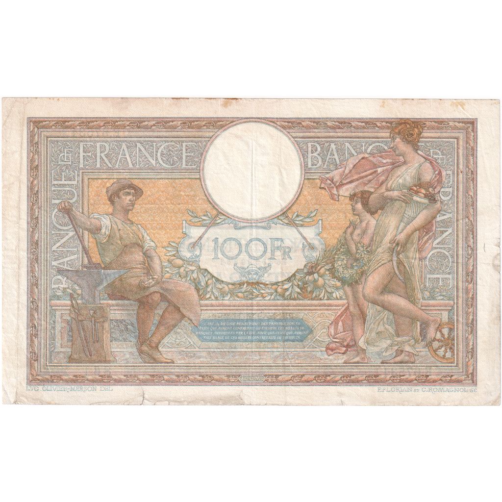 France, 100 Francs, Luc Olivier Merson, 1939, E.67534, VF(20-25), Fayette:25.49