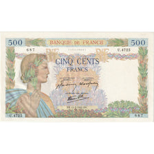 France, 500 Francs, La Paix, 1942, U.4725, AU(55-58), Fayette:32.29, KM:95b