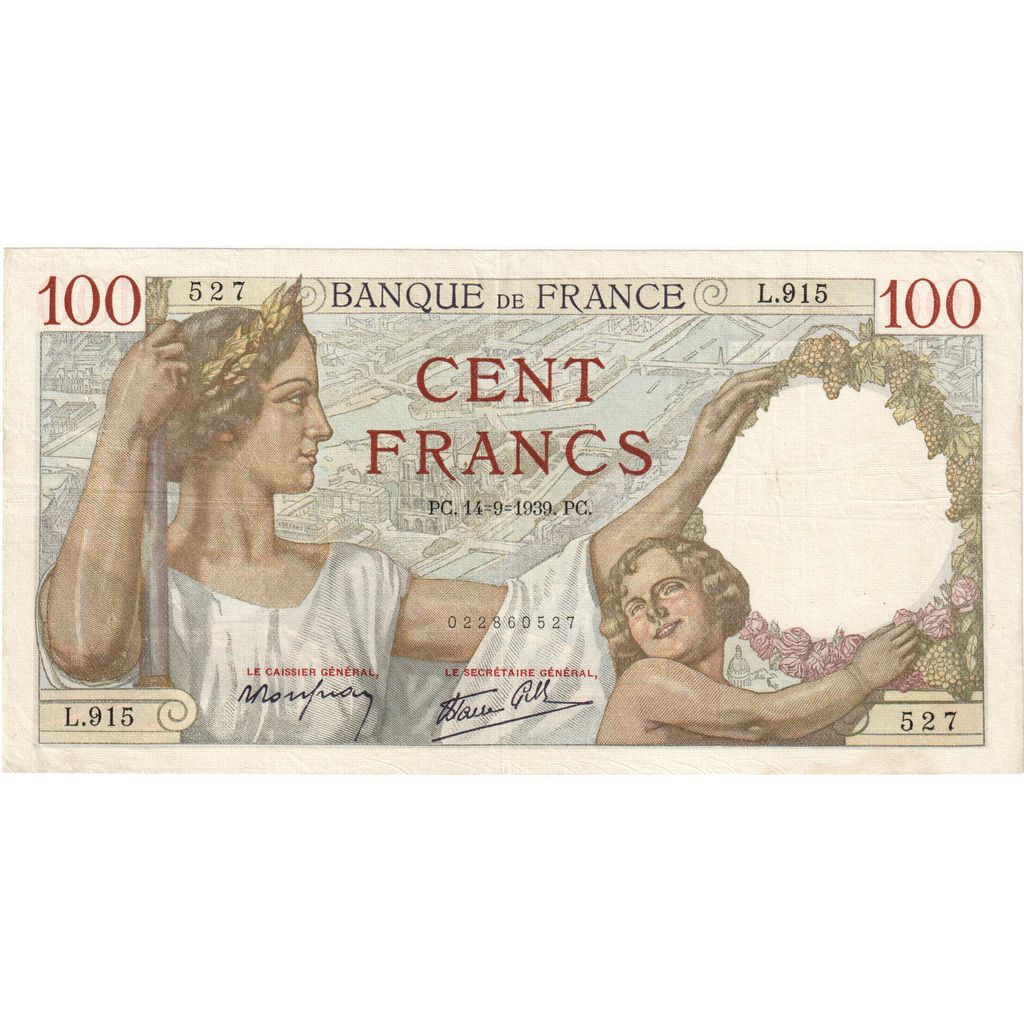 Francia, 100 Francs, Sully, 1939, L.915, BB, Fayette:26.06, KM:94