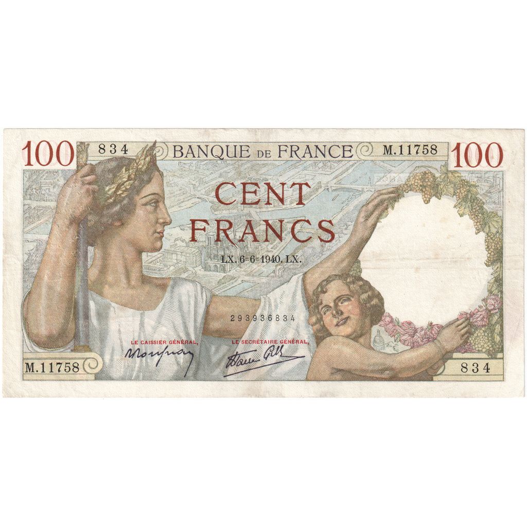 Francia, 100 Francs, Sully, 1940, M.11758, MBC, Fayette:26.31, KM:94