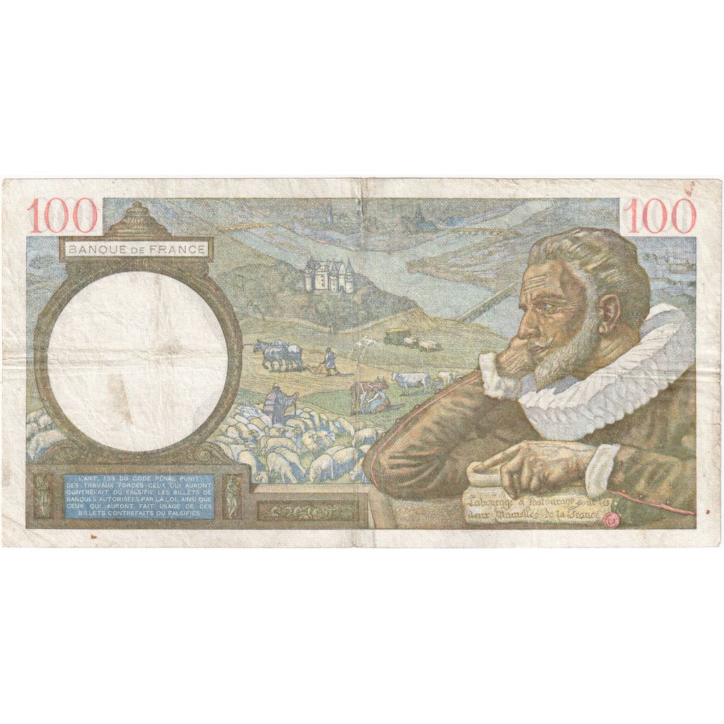 Francia, 100 Francs, Sully, 1940, W.15036, MB, Fayette:26.38, KM:94