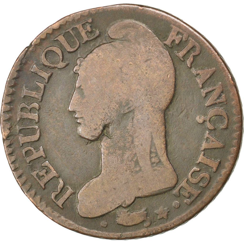Münze, Frankreich, Dupré, 5 Centimes, 1798, Lyon, SGE+, Bronze, KM:640.5