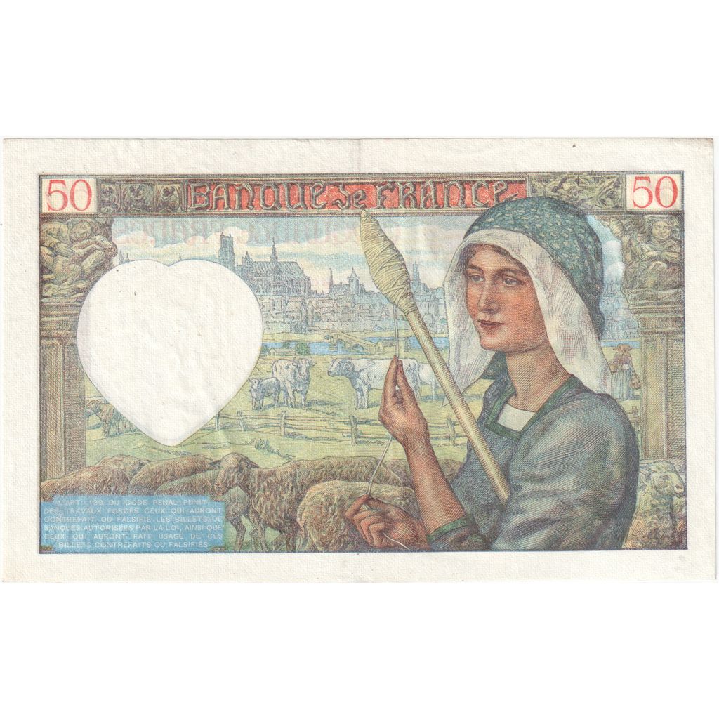 Francia, 50 Francs, Jacques Coeur, 1940, S.15, MBC, Fayette:19.02, KM:93