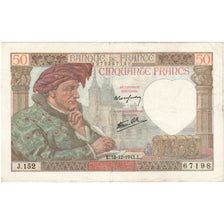 Francia, 50 Francs, Jacques Coeur, 1941, J.152, MBC, Fayette:19.17, KM:93