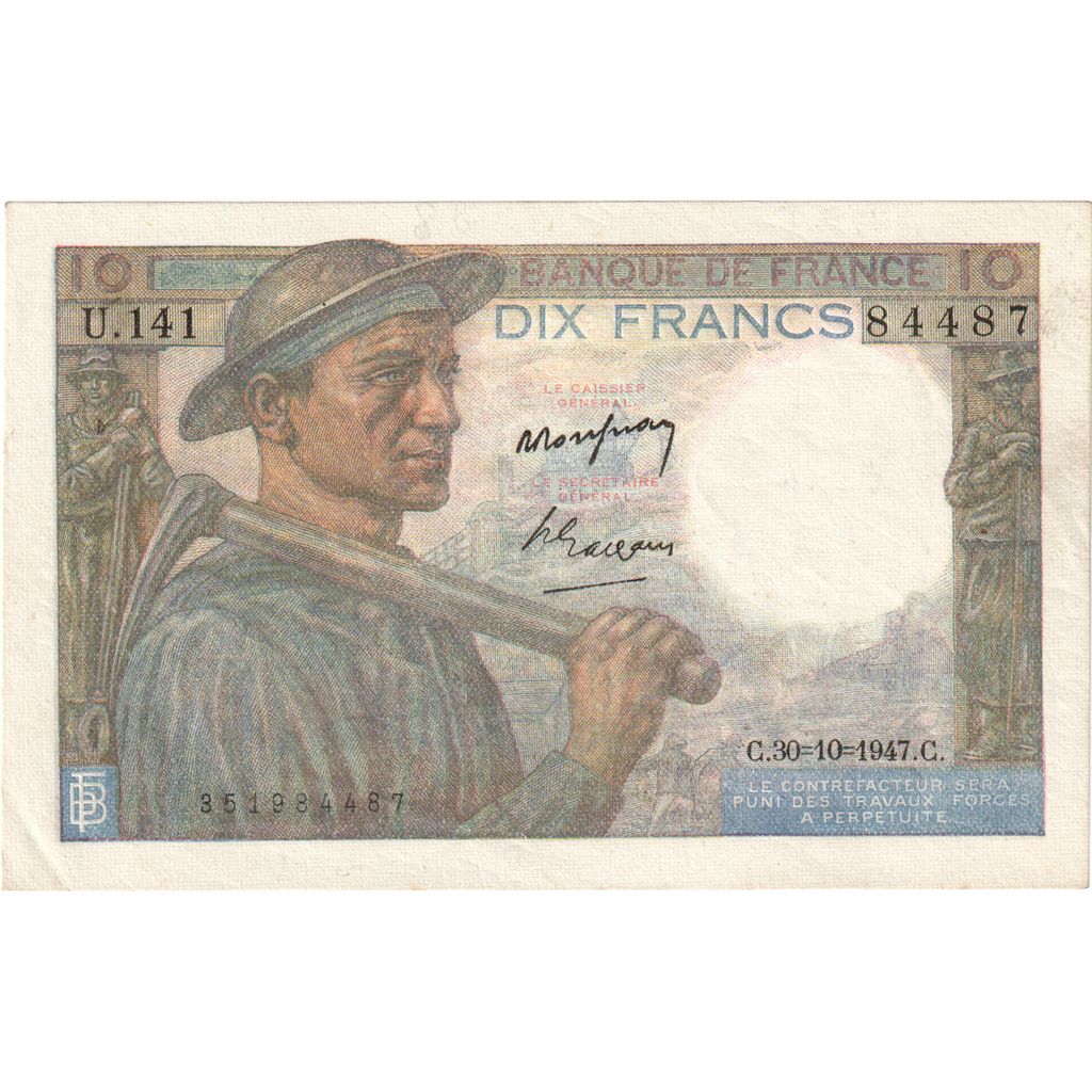 France, 10 Francs, Mineur, 1947, U.141, SPL+, Fayette:8.18, KM:99f