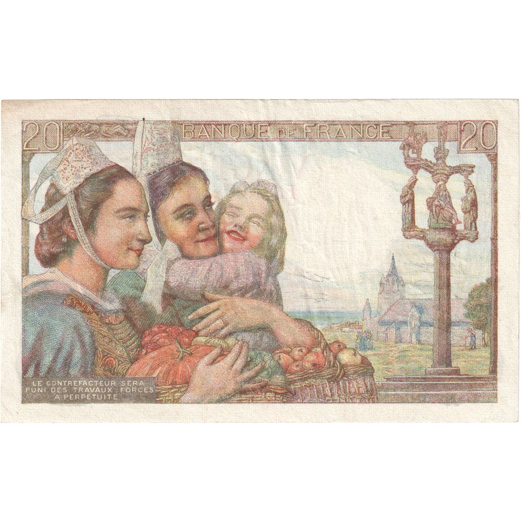 Francia, 20 Francs, Pêcheur, 1944, K.129, SPL-, Fayette:13.09, KM:100a