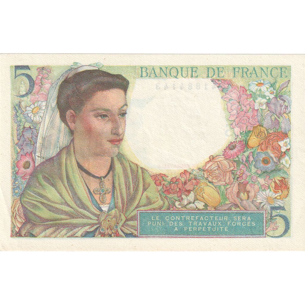 França, 5 Francs, Berger, 1943, T.57, UNC(65-70), Fayette:05.03, KM:98a