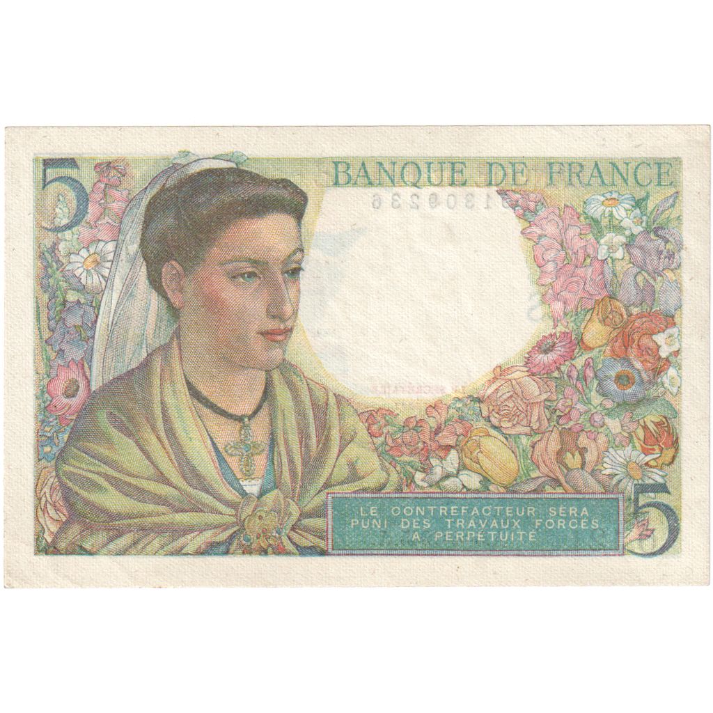 Francja, 5 Francs, Berger, 1945, O.121, AU(55-58), Fayette:05.06, KM:98a