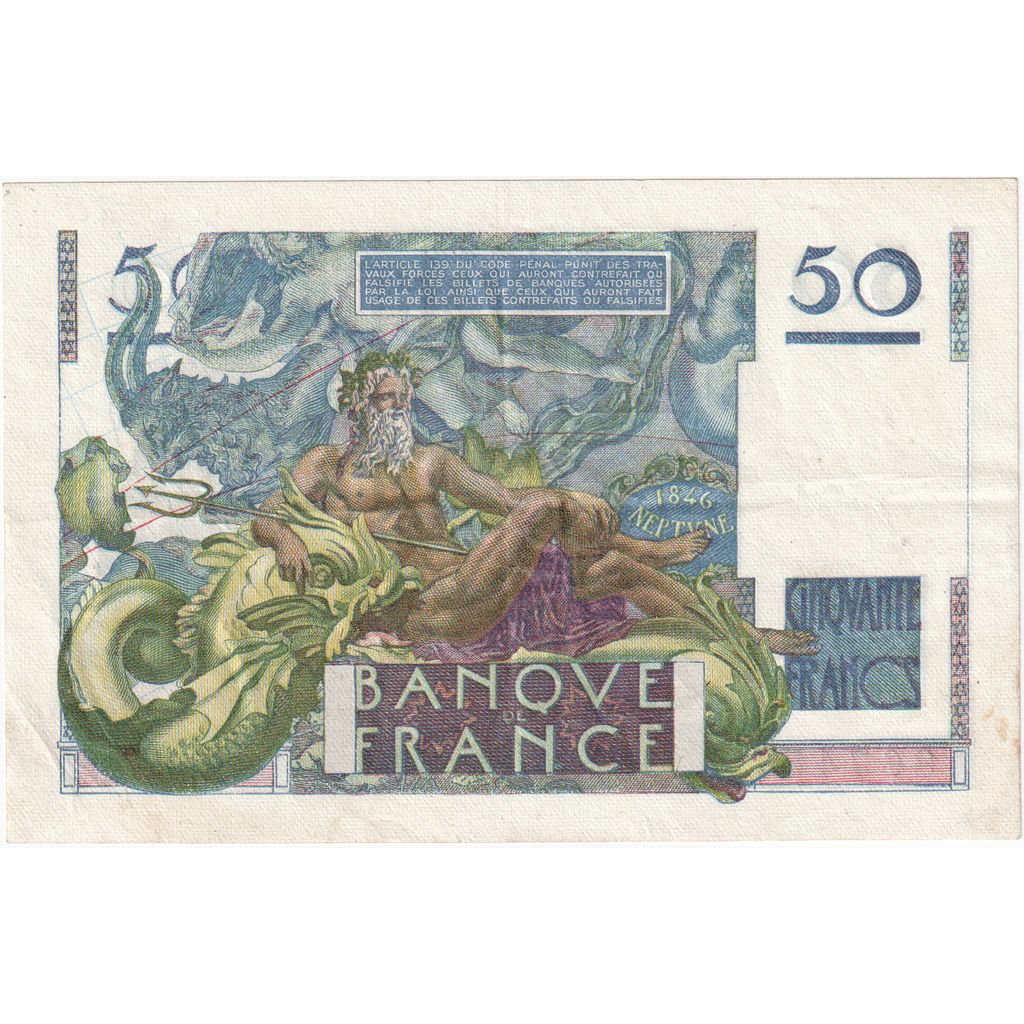France, 50 Francs, Le Verrier, 1948, E.98, EF(40-45), Fayette:20.10, KM:127b