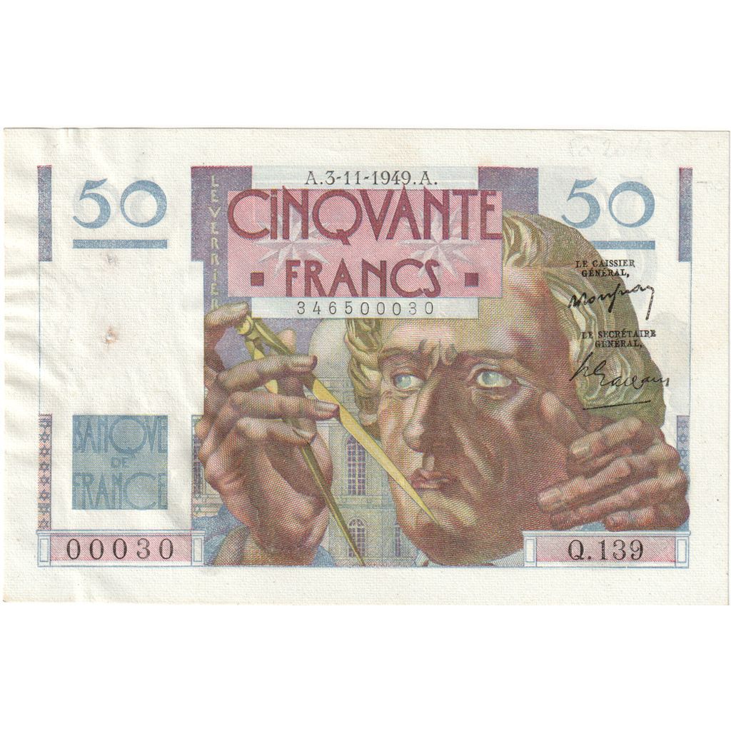 Frankrijk, 50 Francs, Le Verrier, 1949-11-03, Q.139, TTB+