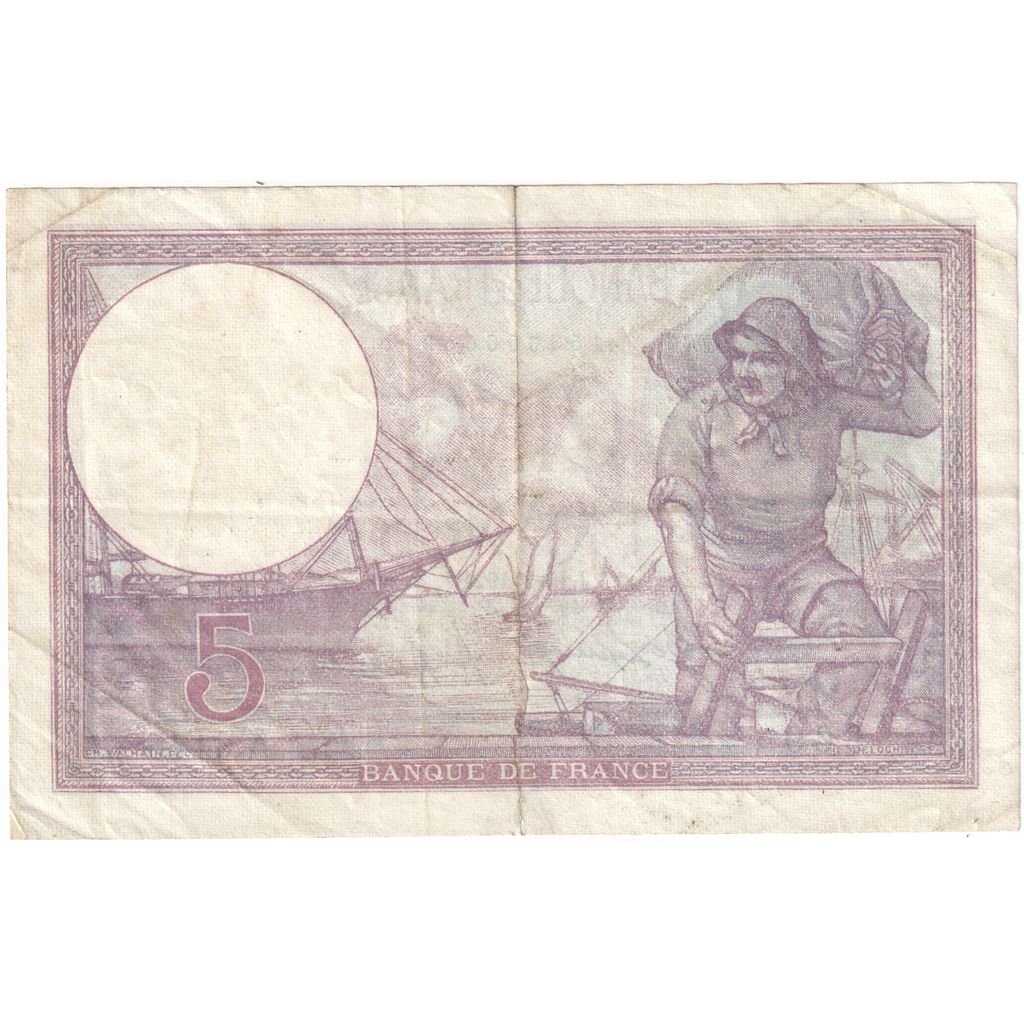 France, 5 Francs, Violet, 1921, A.6145, EF(40-45), Fayette:3.5, KM:72b