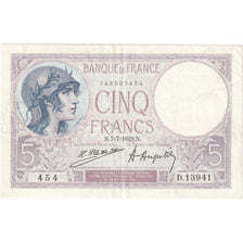 Frankrijk, 5 Francs, Violet, 1923, D.13941, TTB+, Fayette:3.7, KM:72c