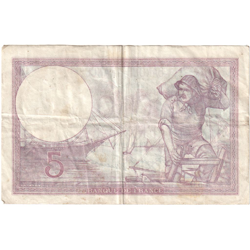 Francia, 5 Francs, Violet, 1933, U.55482, BC+, Fayette:3.17, KM:72e