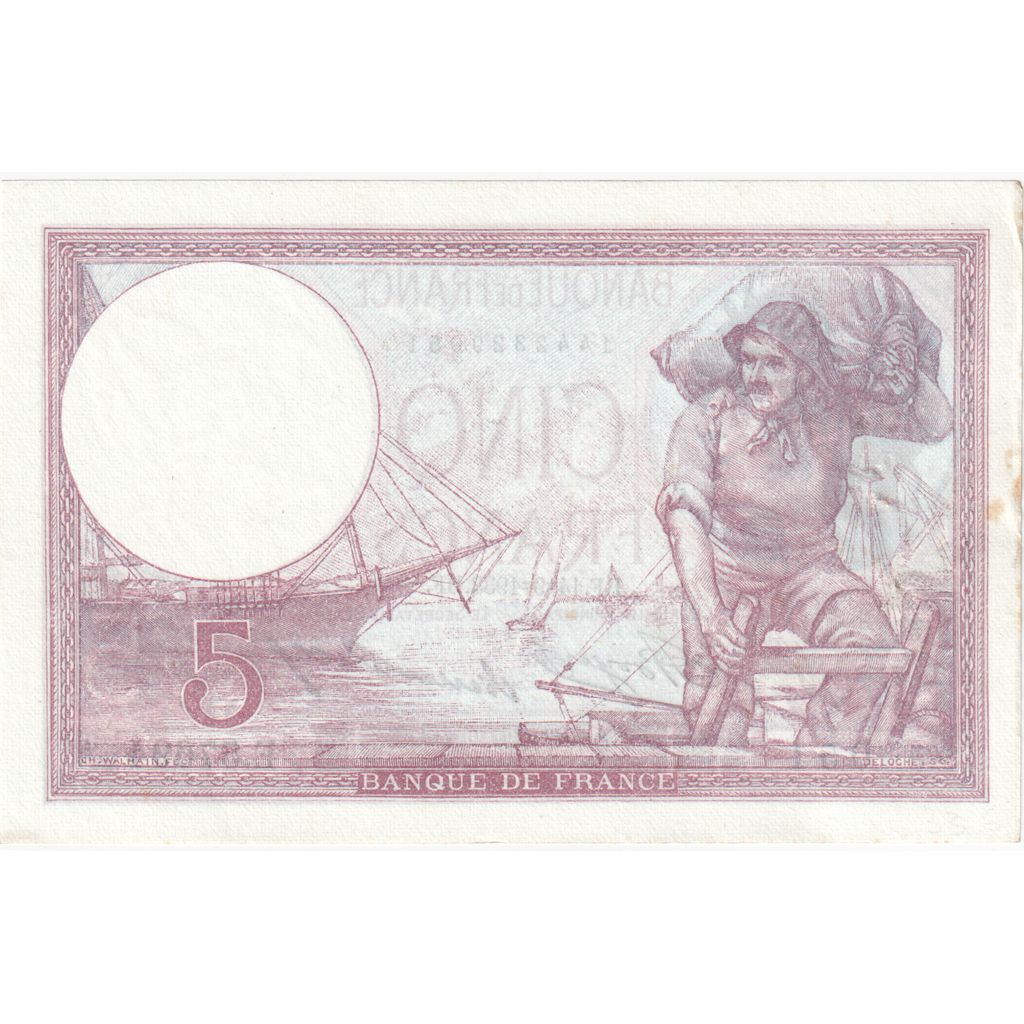 Frankrijk, 5 Francs, Violet, 1933, E.57694, SPL, Fayette:3.17, KM:72e