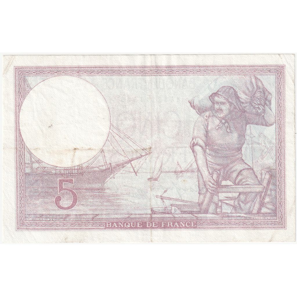 Frankrijk, 5 Francs, Violet, 1939, M.58085, TTB, Fayette:04.01, KM:83