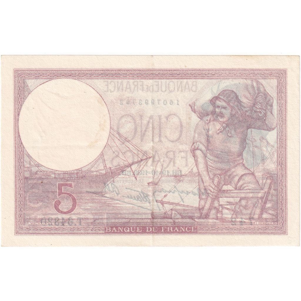 Frankrijk, 5 Francs, Violet, 1939, T.64320, TTB+, Fayette:04.12, KM:83