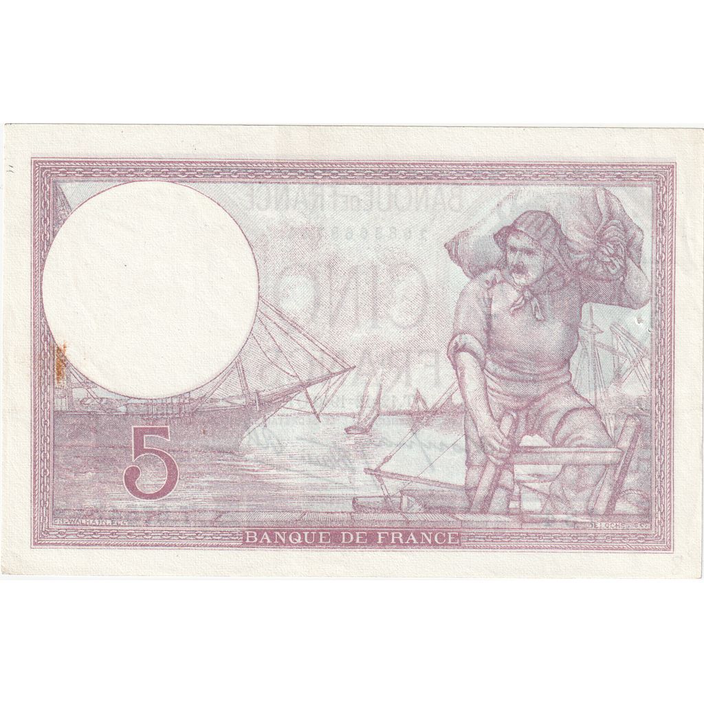 Francia, 5 Francs, Violet, 1940, T.67547, EBC, Fayette:04.17, KM:83