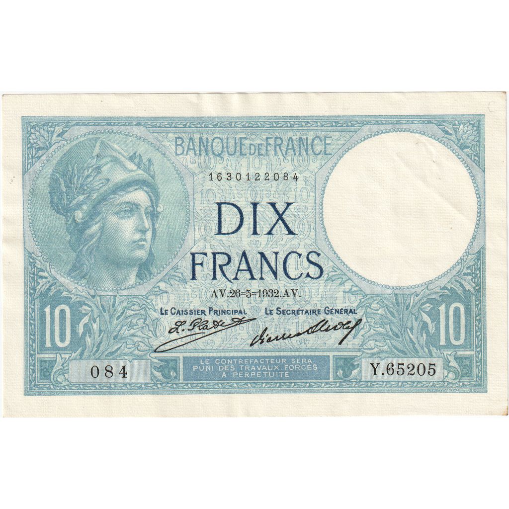 Francia, 10 Francs, Minerve, 1932, Y.65205, SPL-, Fayette:6.16, KM:73d