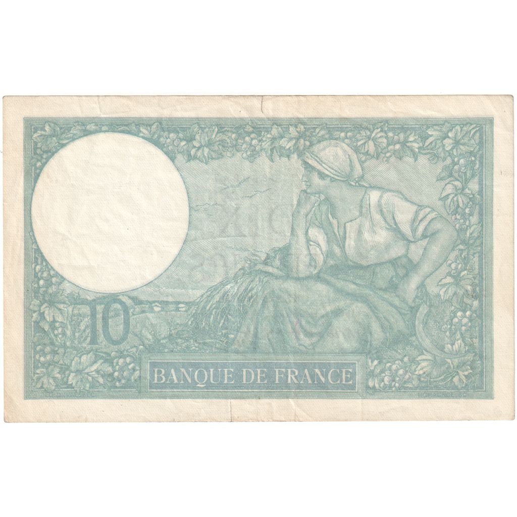 Francia, 10 Francs, Minerve, 1939, U.68435, MBC, Fayette:07.01, KM:84
