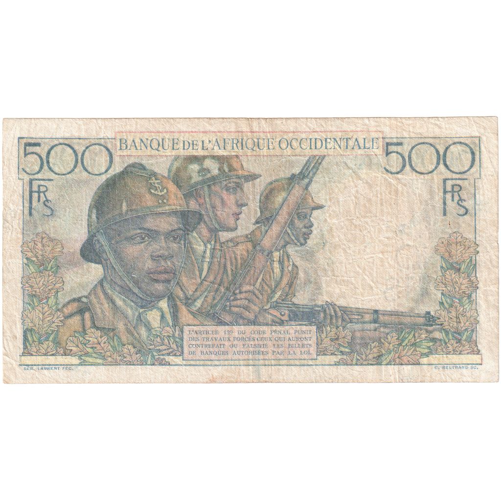 French West Africa, 500 Francs, 1948, 1948-12-27, KM:41, EF(40-45)