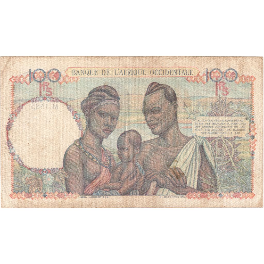 French West Africa, 100 Francs, 1946, 1946-09-02, KM:40, EF(40-45)