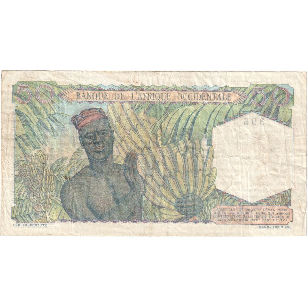 50 Francs, 1944, África oriental francesa, 1944-09-27, KM:39, MBC