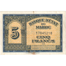 Morocco, 5 Francs, 1943, 1943-08-01, KM:24, VF(30-35)