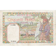 Algeria, 50 Francs, 1941, 1941-05-09, KM:84, EF(40-45)