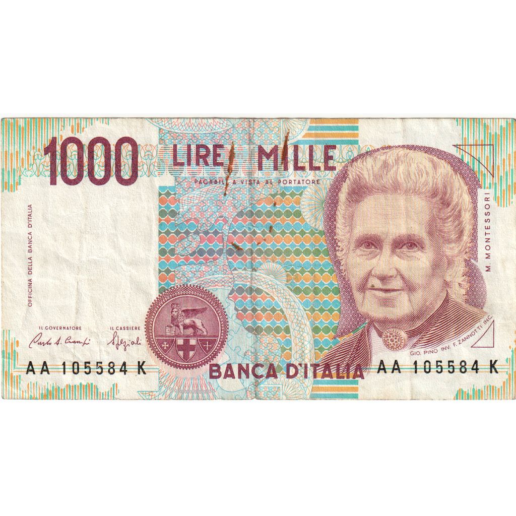 1000 Lire, Undated (1990), Italia, KM:114a, BC+