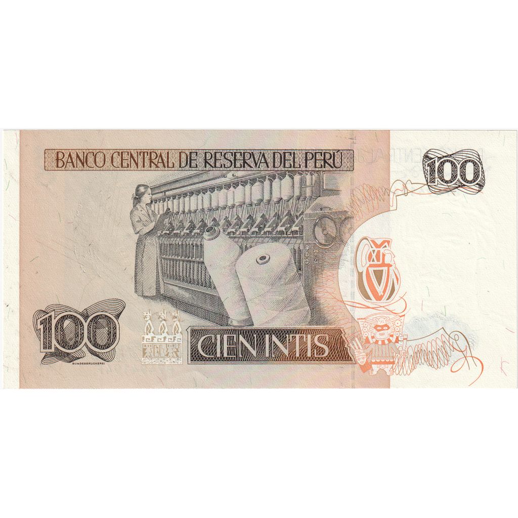 100 Intis, 1987, Perú, 1987-06-26, KM:133, UNC