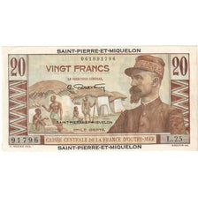 Saint-Pierre-et-Miquelon, 20 Francs, Undated (1950-1960), KM:24, SUP