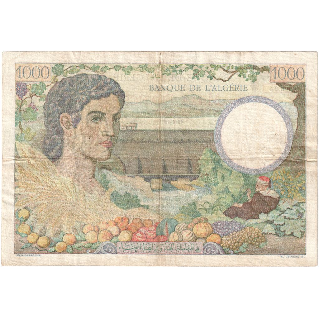 Algeria, 1000 Francs, 1941, 1941-04-18, KM:86, VF(30-35)