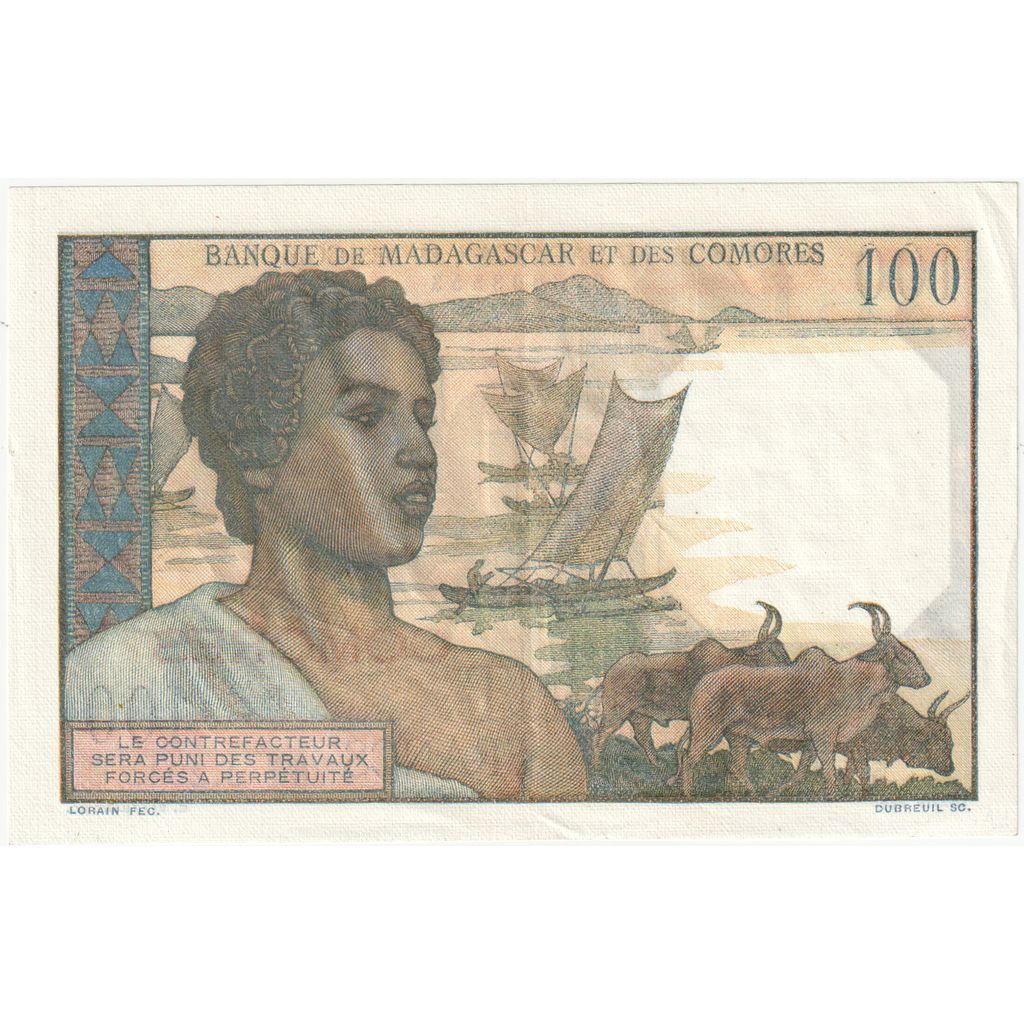 Comoros, 100 Francs, Undated (1963), KM:3b, AU(55-58)