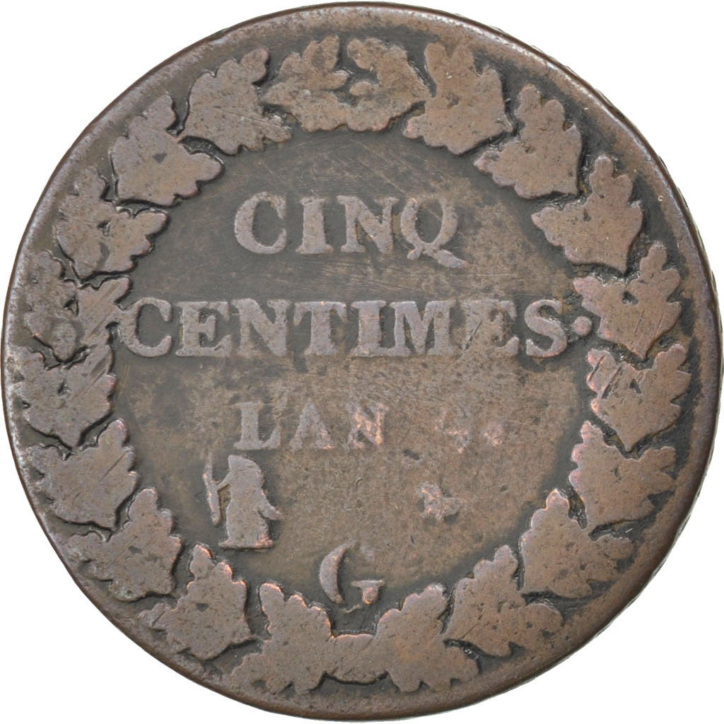 Coin, France, Dupré, 5 Centimes, 1800, Geneva, VG(8-10), Bronze, KM:640.6