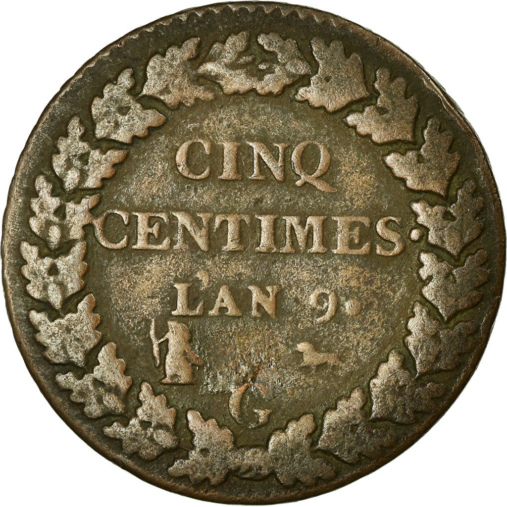 Monnaie, France, Dupré, 5 Centimes, 1800, Geneva, TB, Bronze, KM:640.6