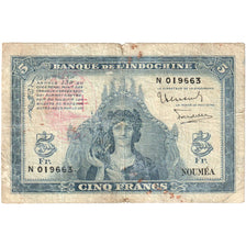 New Caledonia, 5 Francs, KM:48, VG(8-10)
