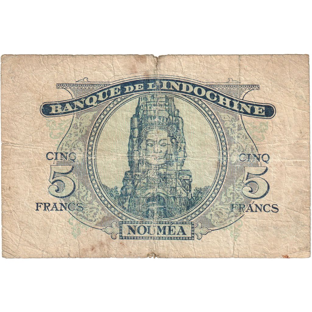 New Caledonia, 5 Francs, KM:48, VG(8-10)