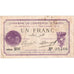 Algeria, 1 Franc, Chambre de Commerce, 1914, 1914-09-03, VF(20-25)