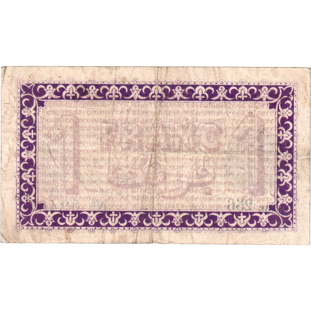 Algeria, 1 Franc, Chambre de Commerce, 1914, 1914-09-03, VF(20-25)