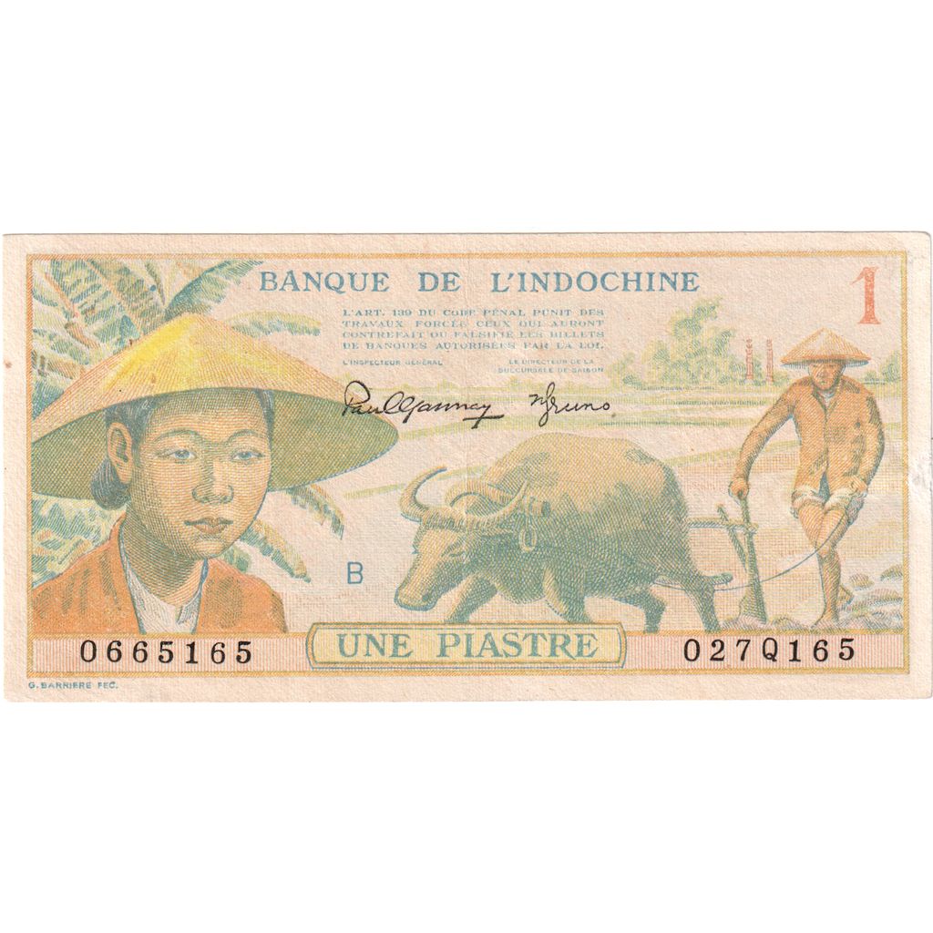 FRENCH INDO-CHINA, 1 Piastre, 1949, KM:74a, UNC(60-62)