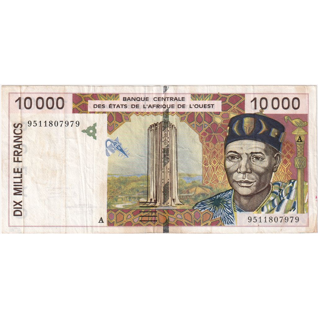 West African States, 10,000 Francs, VF(30-35)