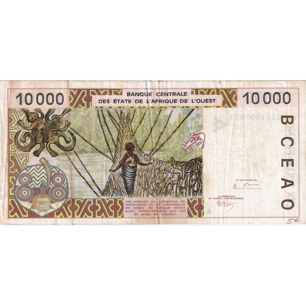 West African States, 10,000 Francs, VF(30-35)