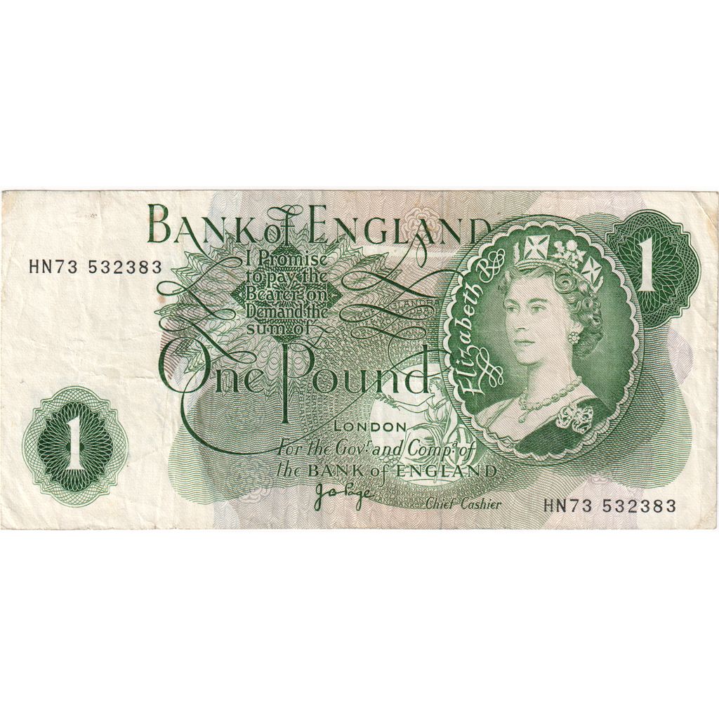 1 Pound, 1970-1978, Gran Bretaña, KM:374g, MBC