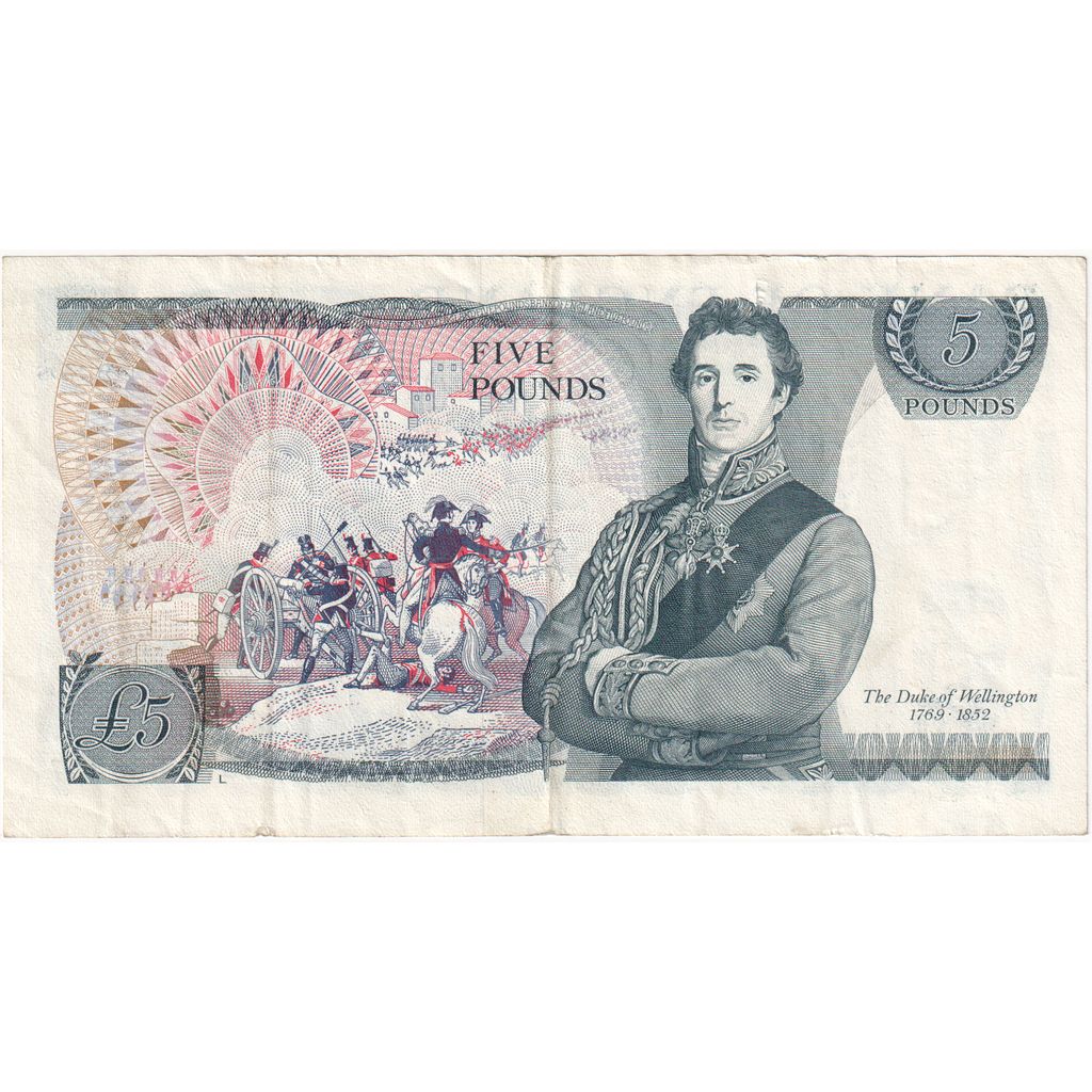 Großbritannien, 5 Pounds, Undated (1973-80), KM:378b, S+