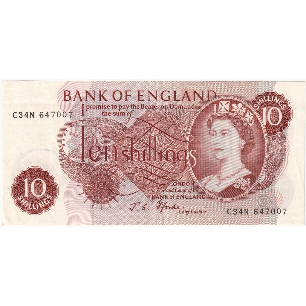 Great Britain, 10 Shillings, Undated (1966-70), KM:373b, AU(50-53)