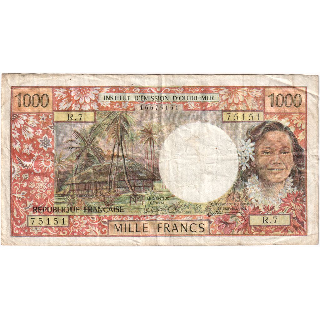 Tahiti, 1000 Francs, 1985, KM:27d, VF(20-25)