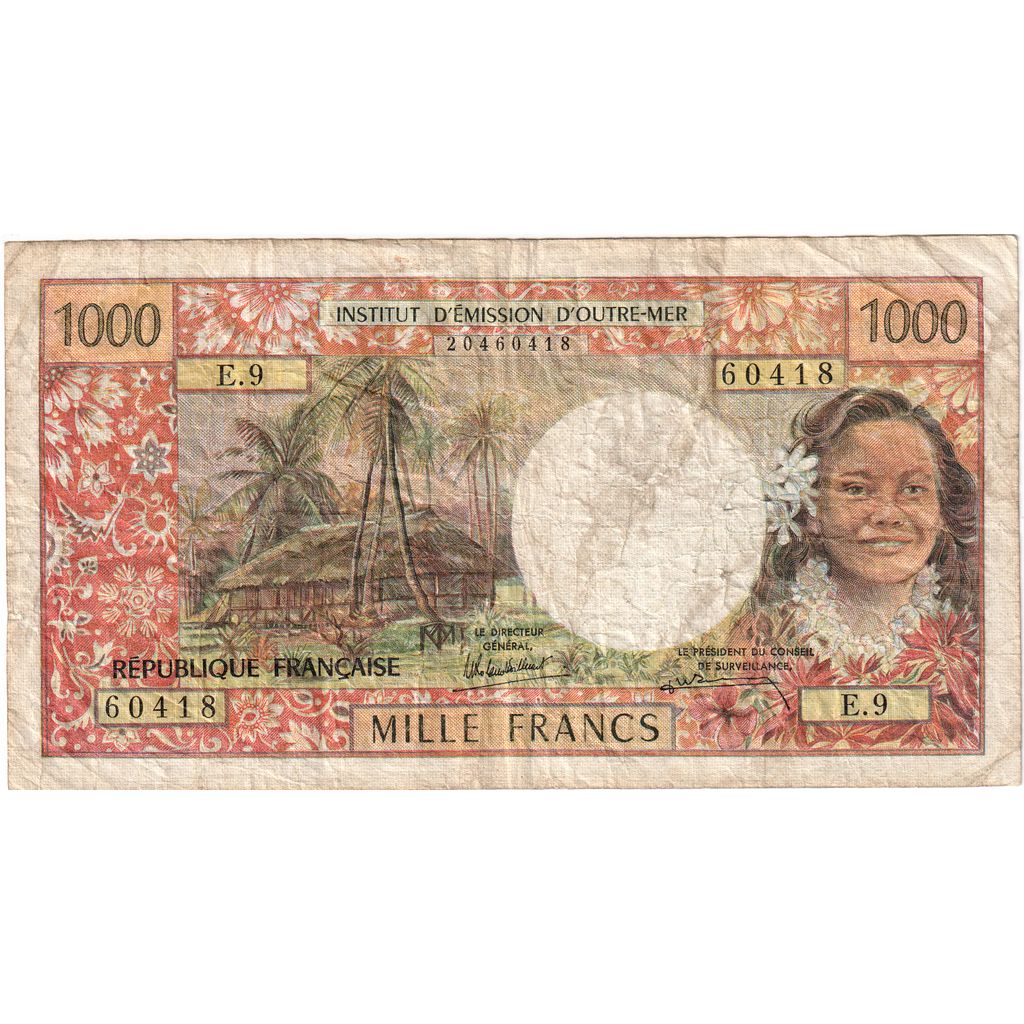 Tahiti, 1000 Francs, 1985, KM:27d, F(12-15)