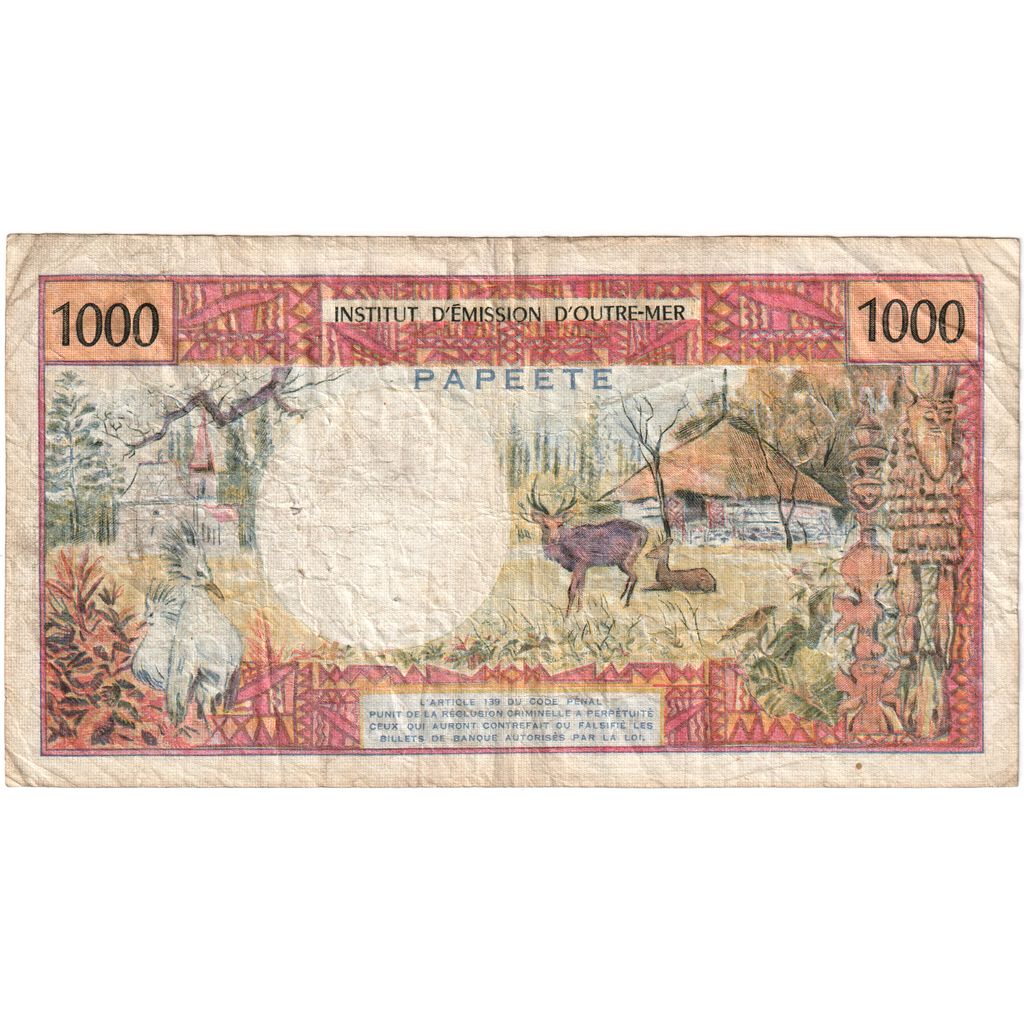 Tahiti, 1000 Francs, 1985, KM:27d, F(12-15)