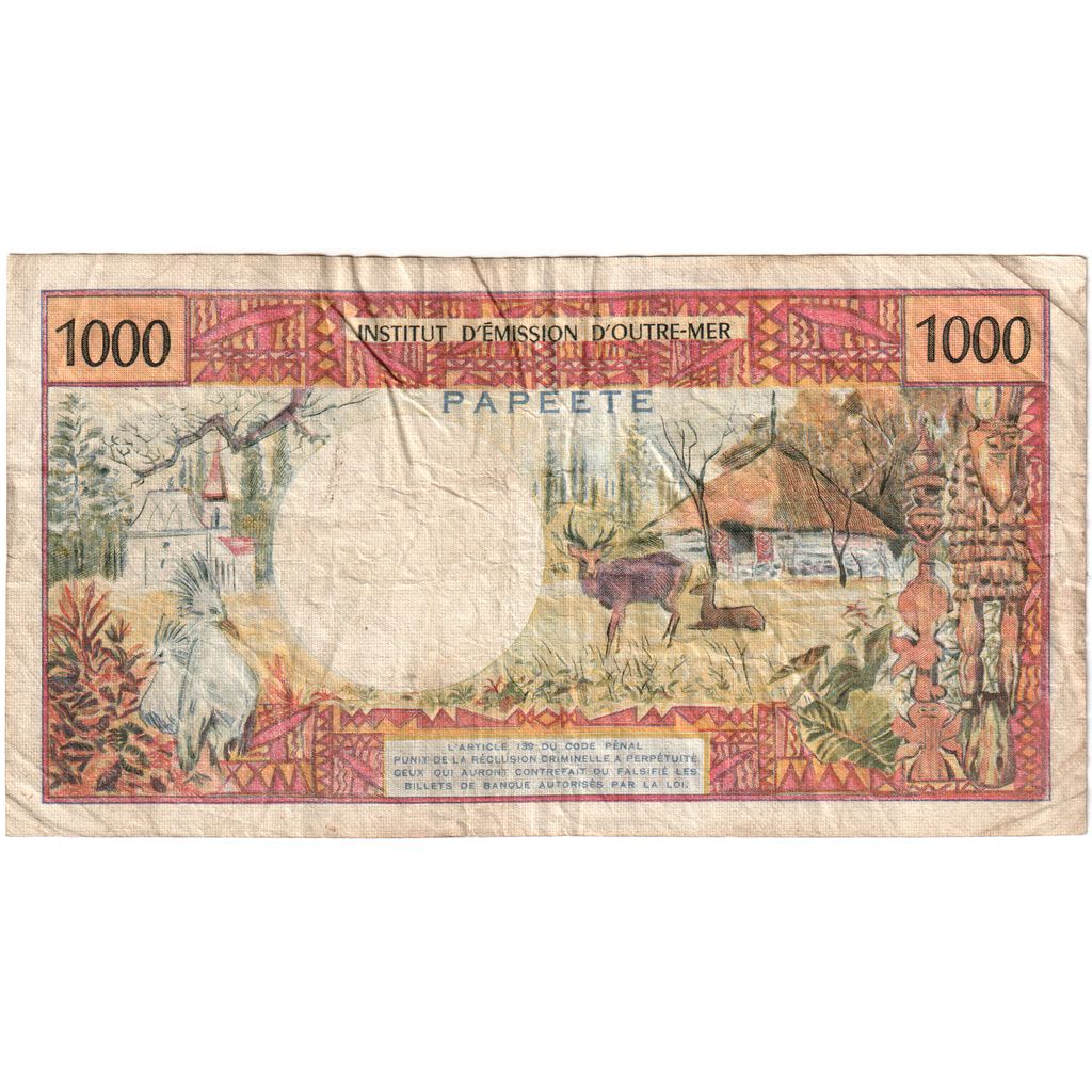 Tahiti, 1000 Francs, 1985, KM:27d, VF(20-25)